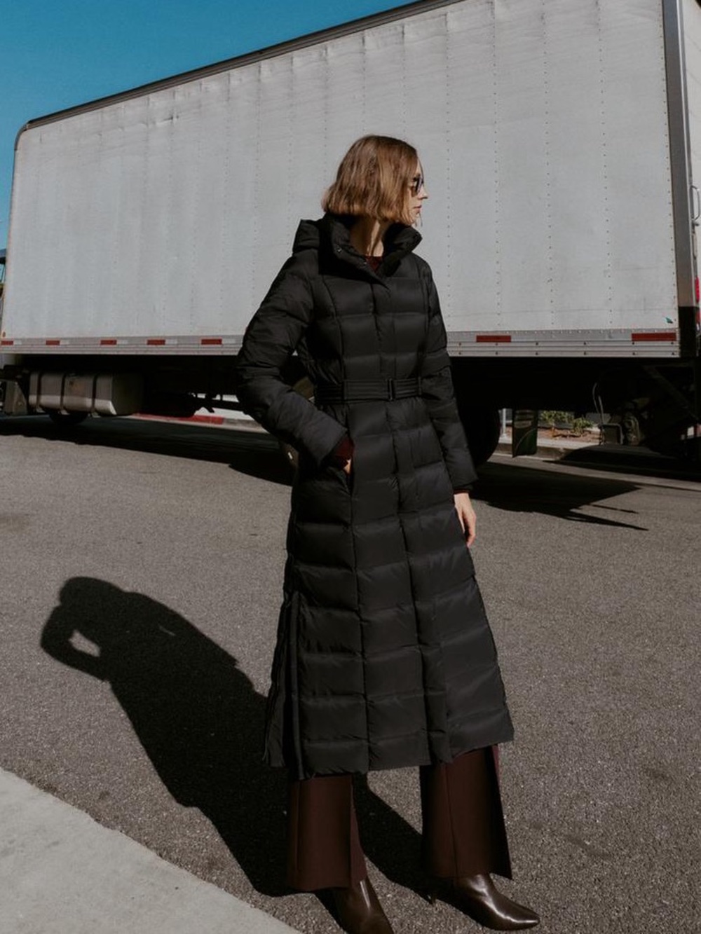 NWT. Zara Black Water Repellent/Windproof Long Puffer Anorak. Size L.
